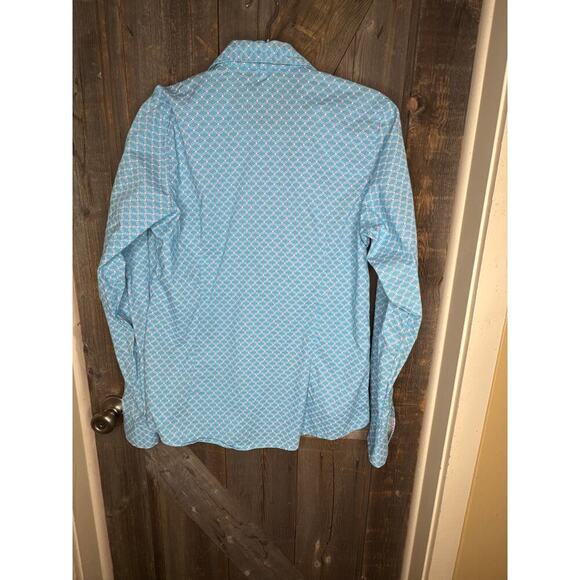 Cinch Men's Button-Up Shirt Large Blue Pink Small Diamond Print Western Rodeo - Picture 4 of 8